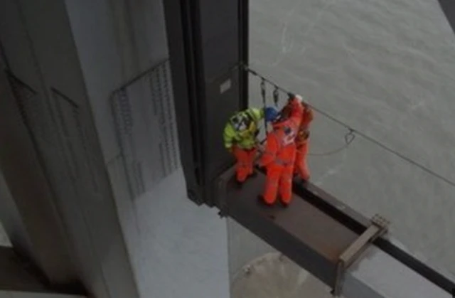 Engineers inspecting Forth Road Bridge