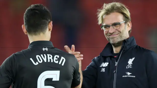 Dejan Lovren and Jurgen Klopp