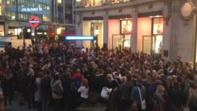 Crowd control at Oxford Circus Tube station