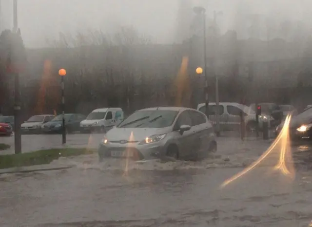 Cars in flood in Kendal