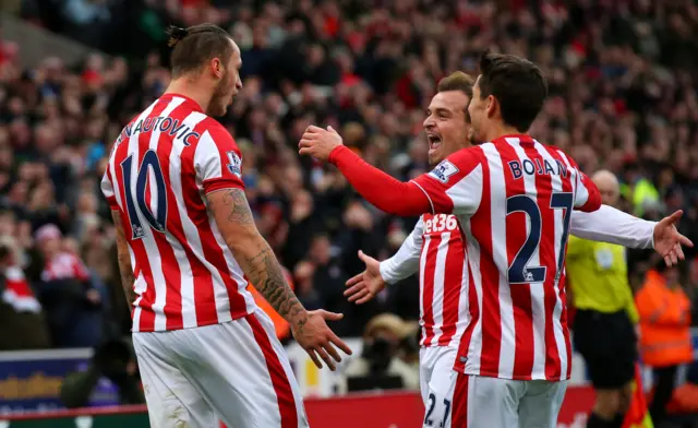 Stoke celebrate their second goal