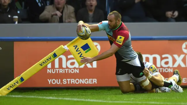 Ross Chisholm denied a try for Harlequins