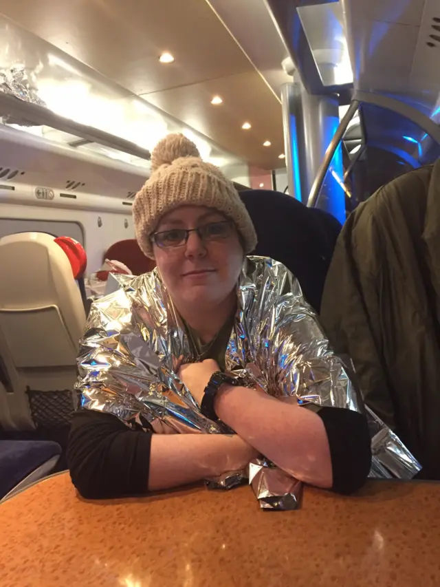 Ashley Harkins stranded on a train in Carlisle