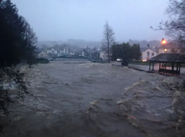 Bridge in Keswick surrounded by water