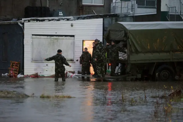 The army assist in flood relief operations in the Ballybofey area of Donegal