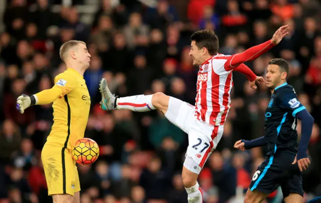 Bojan shoots towards goal