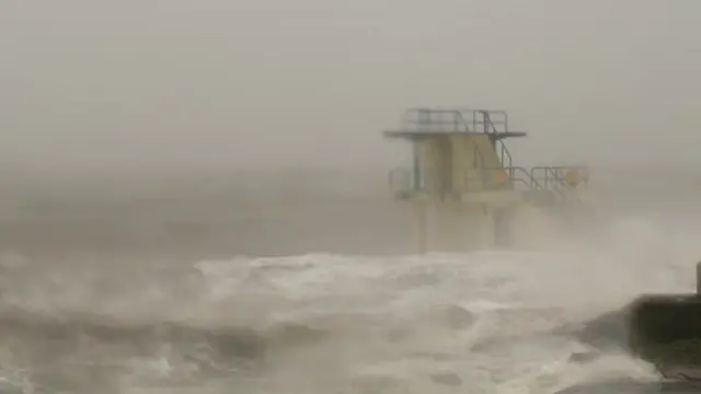 A storm hits the coast in County Galway, Ireland