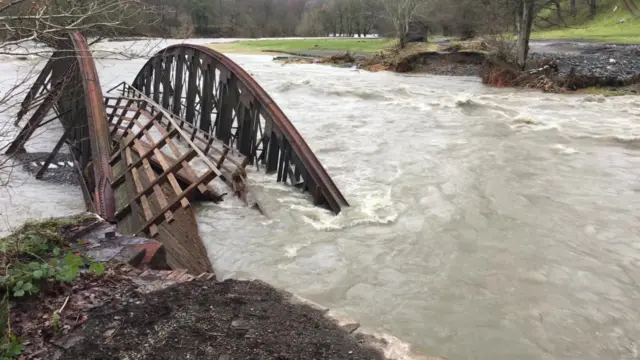 A collapsed railway bridge near Keswick