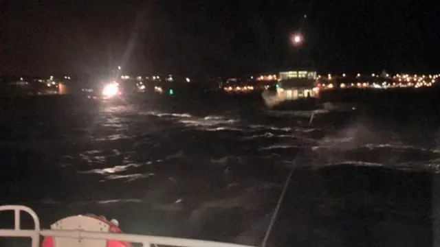 Ferry being towed