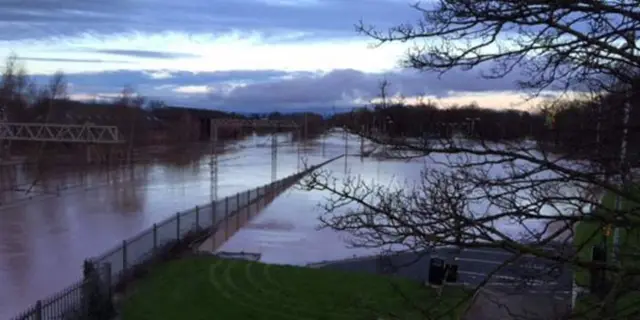 Flooded railway line