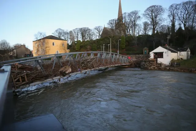 Storm-damaged bridge in Cockermouth