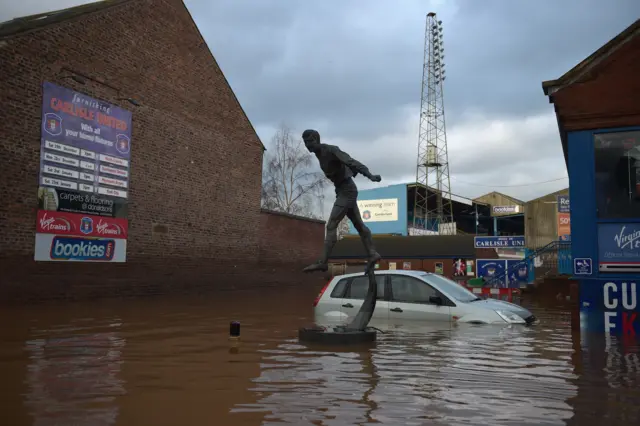 Carlisle Utd's football ground flooded