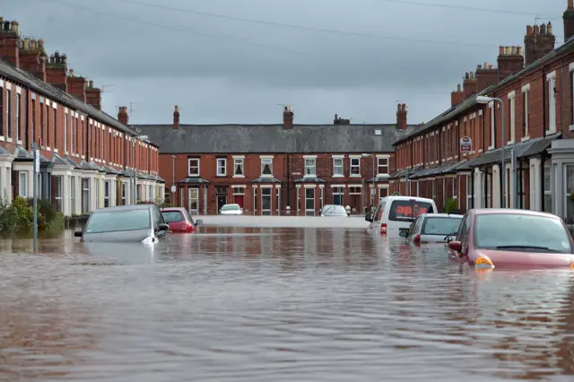 Submerged cars in Carlisle