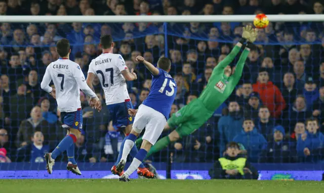 Tom Cleverley's volley is saved