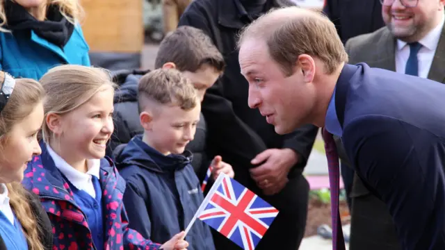 The Duke of Cambridge introduced to pupils from Cofton Primary Schoo