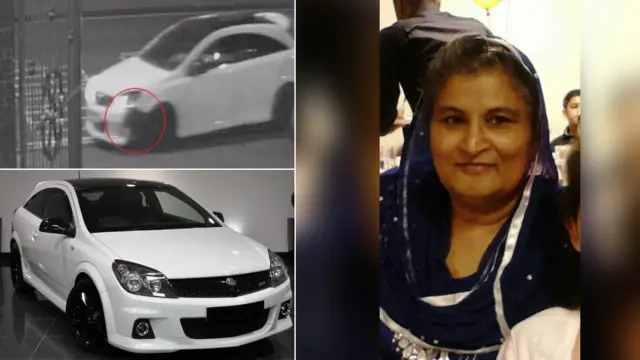 CCTV image of the car, Surinder Kar and example of the car (clockwise from to left)