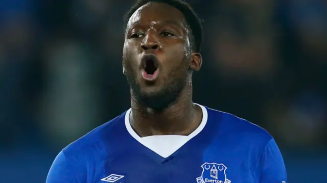 Romelu Lukaku reacts