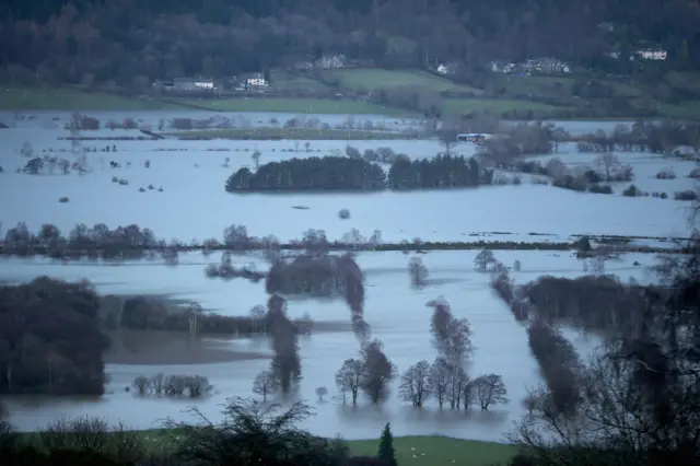 Aerial shot of flooded Keswick