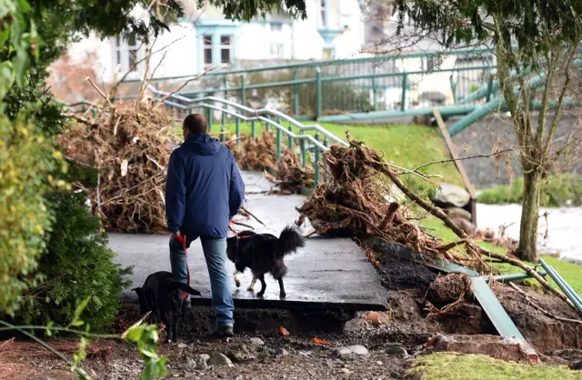 Debris on the riverbank in Keswick