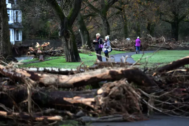 Debris covering the riverbank in Keswick