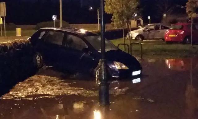 Car in flood water