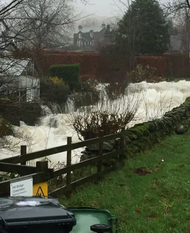 Water gushing through Mill Bridge