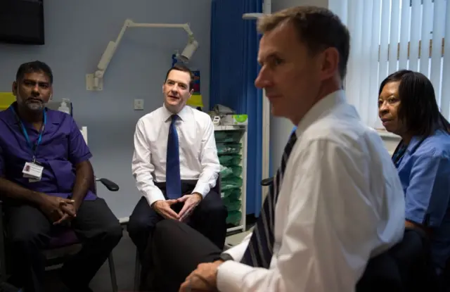 Jeremy Hunt and George Osborne on a recent visit to a doctor's surgery