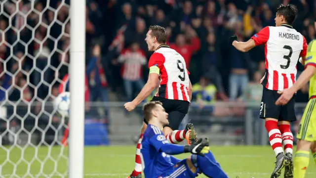 Luuk de Jong celebrates