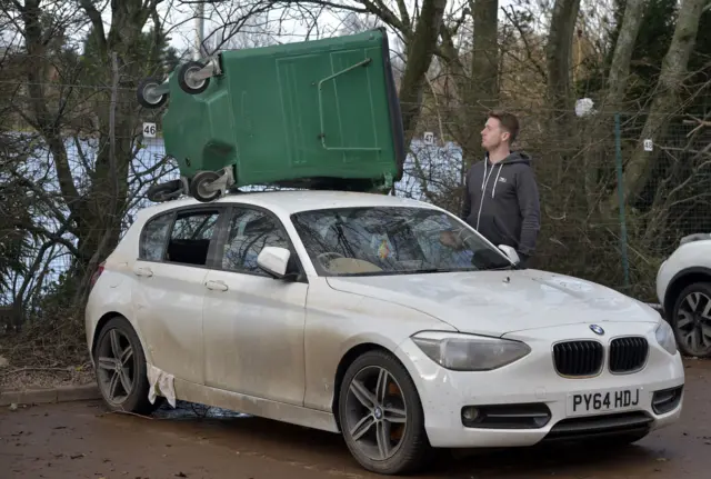 Dan Hanford's car swamped by flood waters