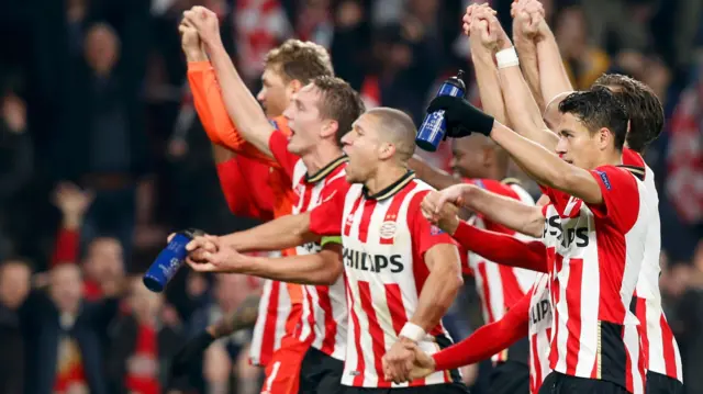 PSV players celebrate