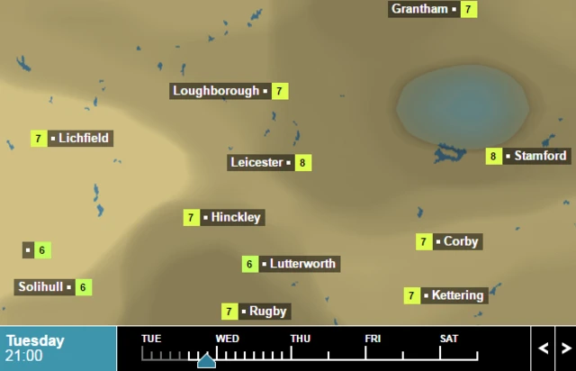 Leicestershire weather map