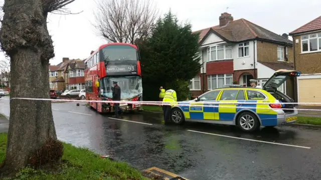 A picture of the crashed bus