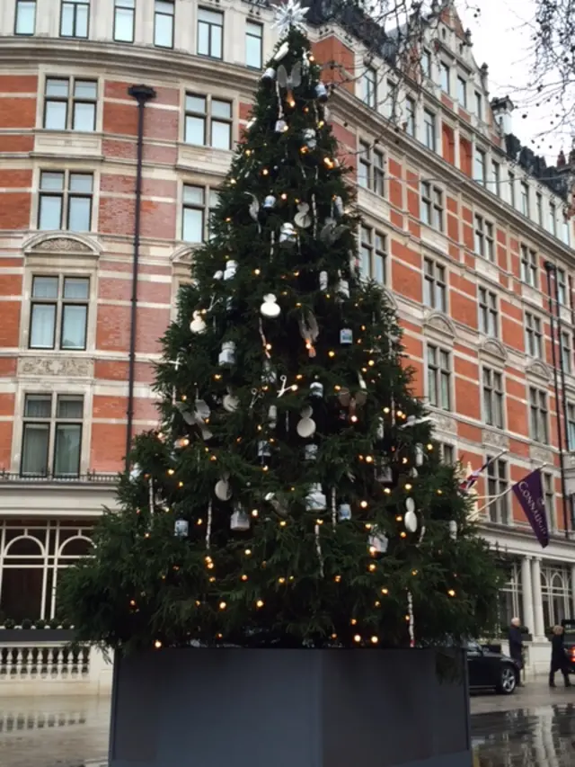 The Christmas tree decorated by Damien Hirst