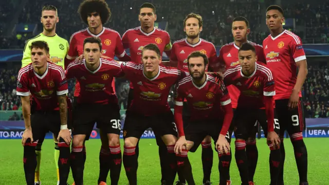 The Manchester United team line-up pre-match