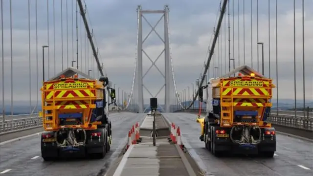 Gritters on Forth Road Bridge