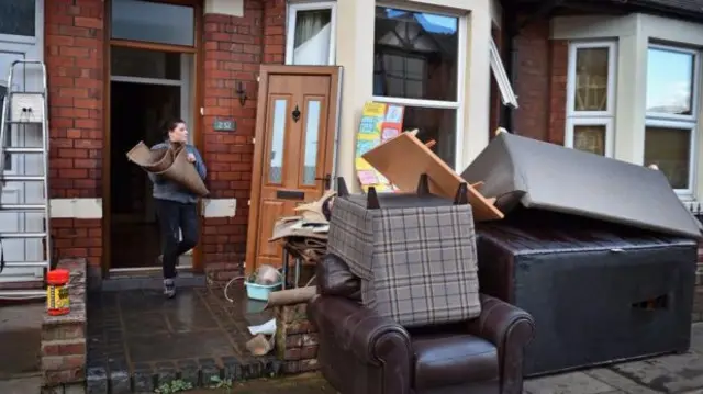 Items being removed from a house