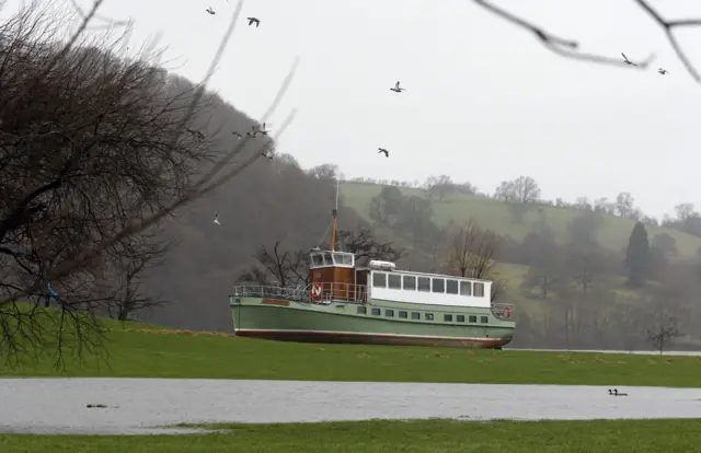 Boat in a field in Ullswater