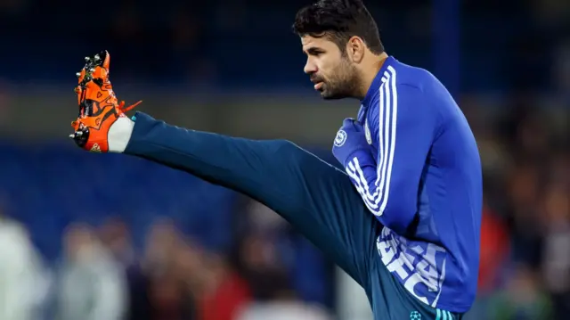 Diego Costa warms up