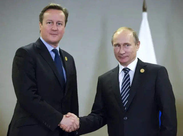 David Cameron and Vladimir Putin