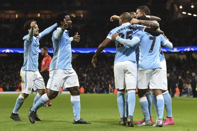 Manchester City players celebrate