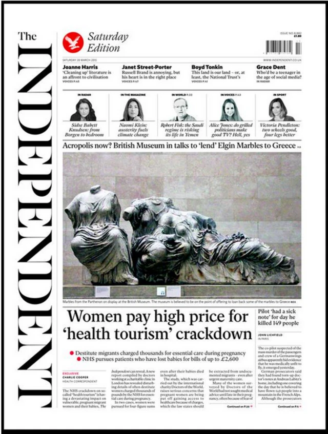 Independent front page