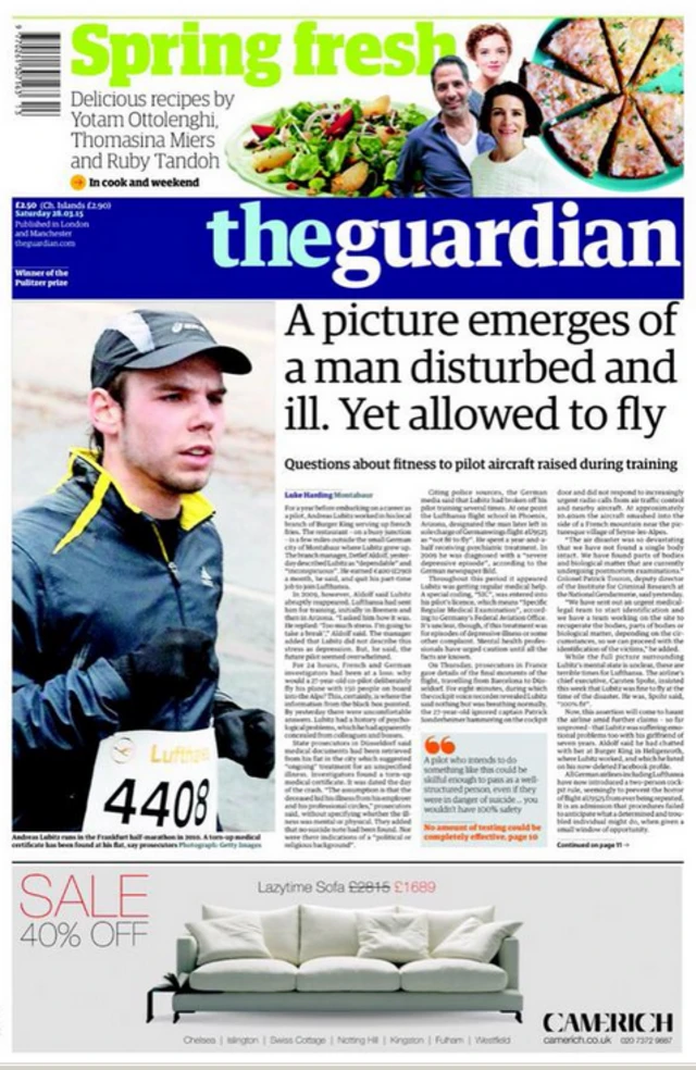 Guardian front page