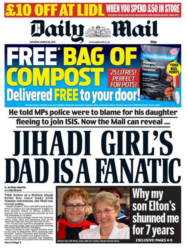 Daily Mail front page