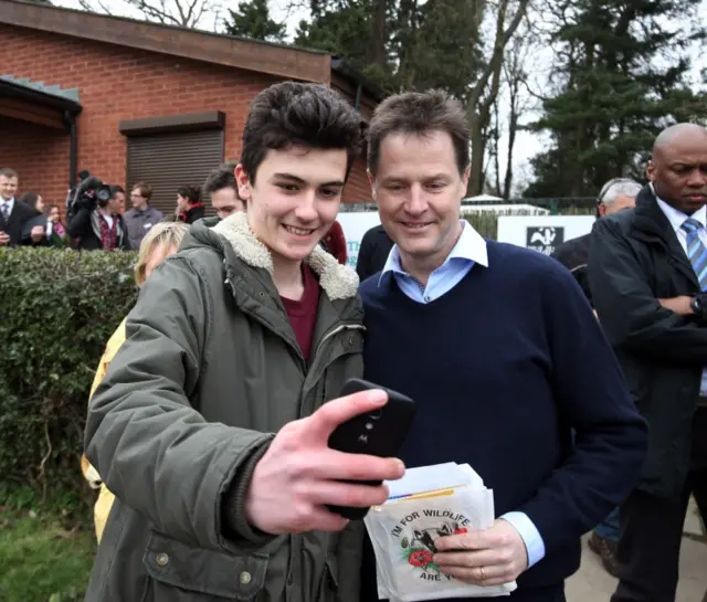 Ewan Rowe from Solihull with Nick Clegg