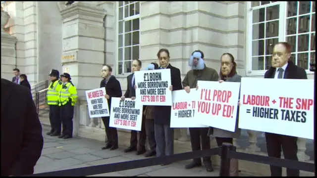 Protesters outside Labour event