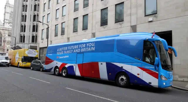 Lib Dem and Conservative battle buses