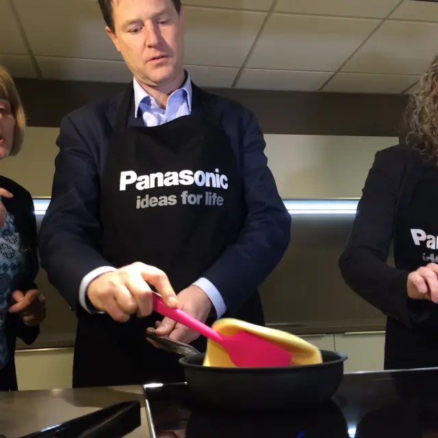 Nick Clegg making a pancake