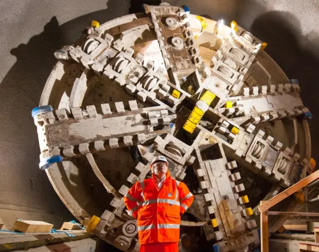 Boris Johnson in a Crossrail tunnel