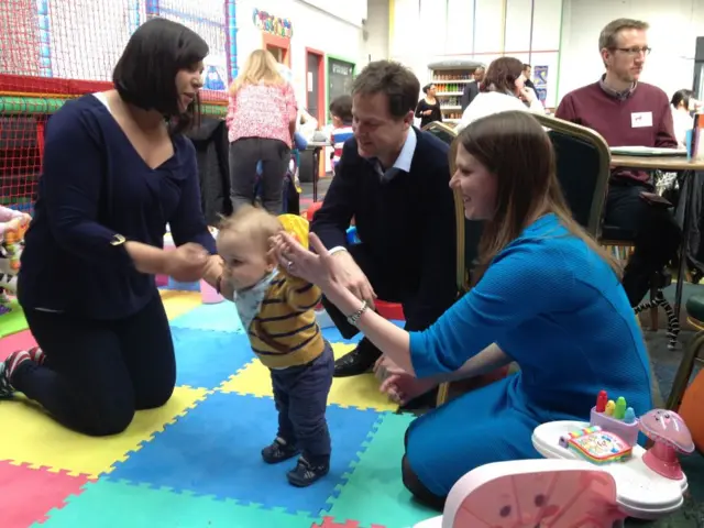 Nick Clegg, Jo Swinson and child