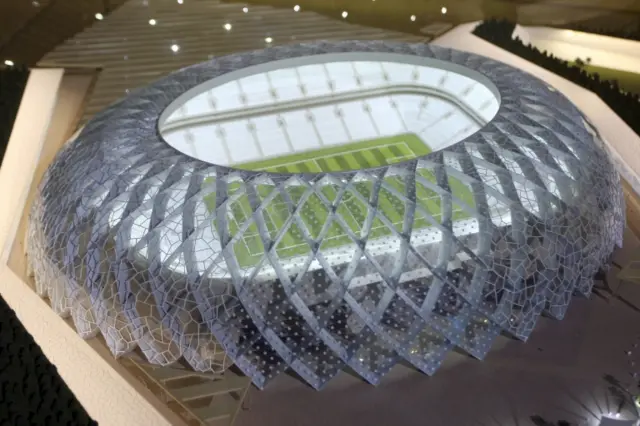 A model of the Al-Wakra football stadium in Qatar